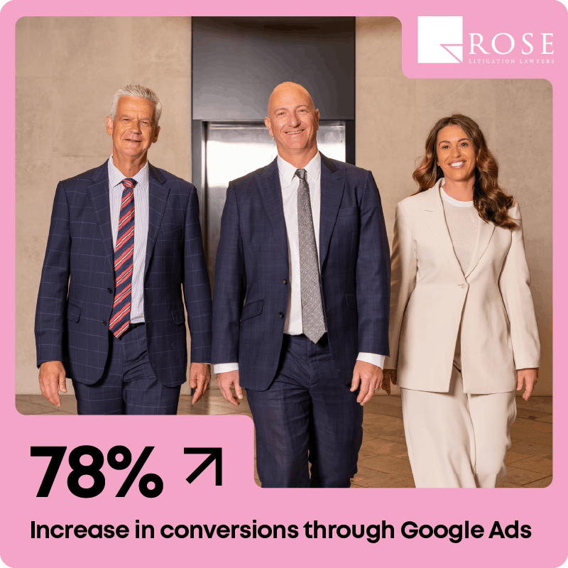 78% increase in conversions through Google Ads for Rose Litigation